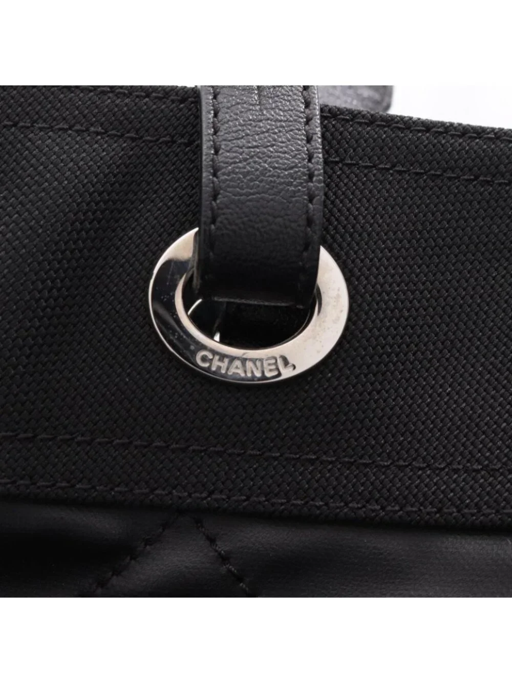 Chanel Tote Paris Biarritz PM Black Canvas Leather PM